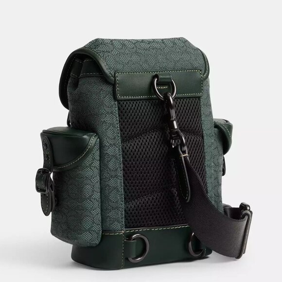 🥰 Coach Hitch Backpack 13 In Micro Signature Jacquard - Picture 2 of 12